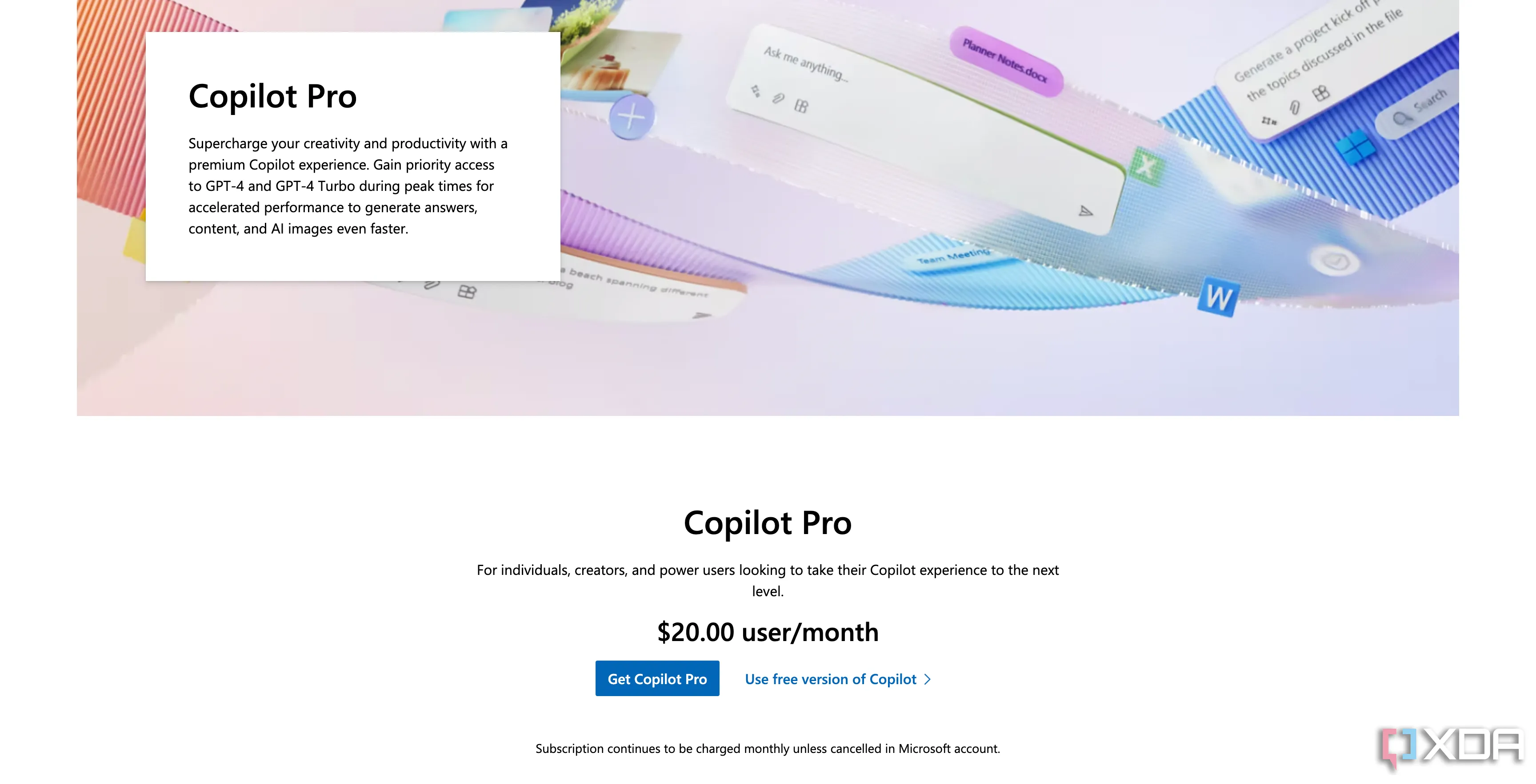 Trang web chính thức của Microsoft để mua gói Copilot Pro, minh họa quy trình đăng ký và quản lý dịch vụ
