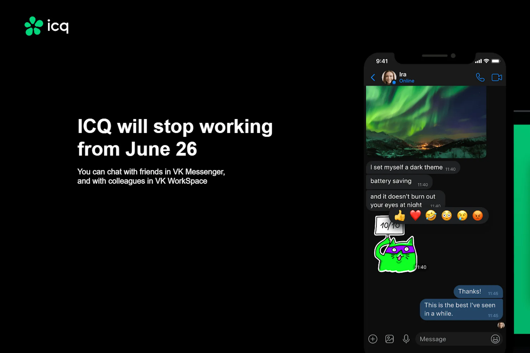 trang web ICQ với thông báo ngừng hoạt động