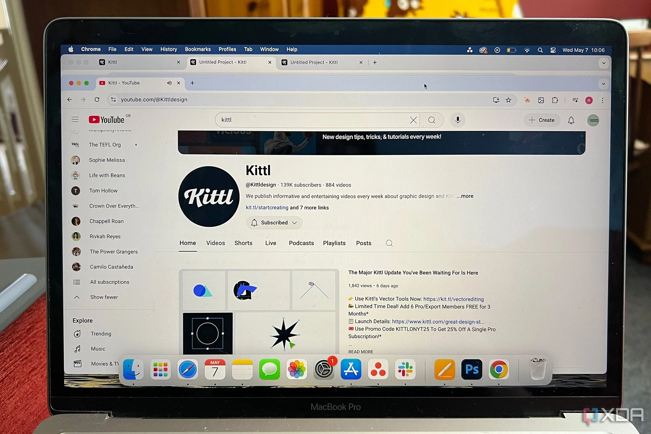 Trang YouTube chính thức của Kittl với các video hướng dẫn và nội dung truyền cảm hứng cho cộng đồng thiết kế