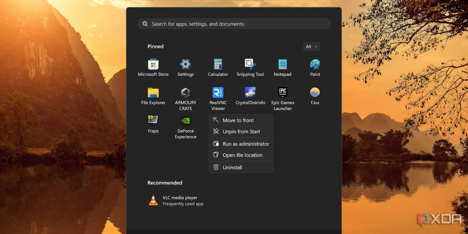 Tùy chọn gỡ cài đặt ứng dụng trên Start Menu Windows 11