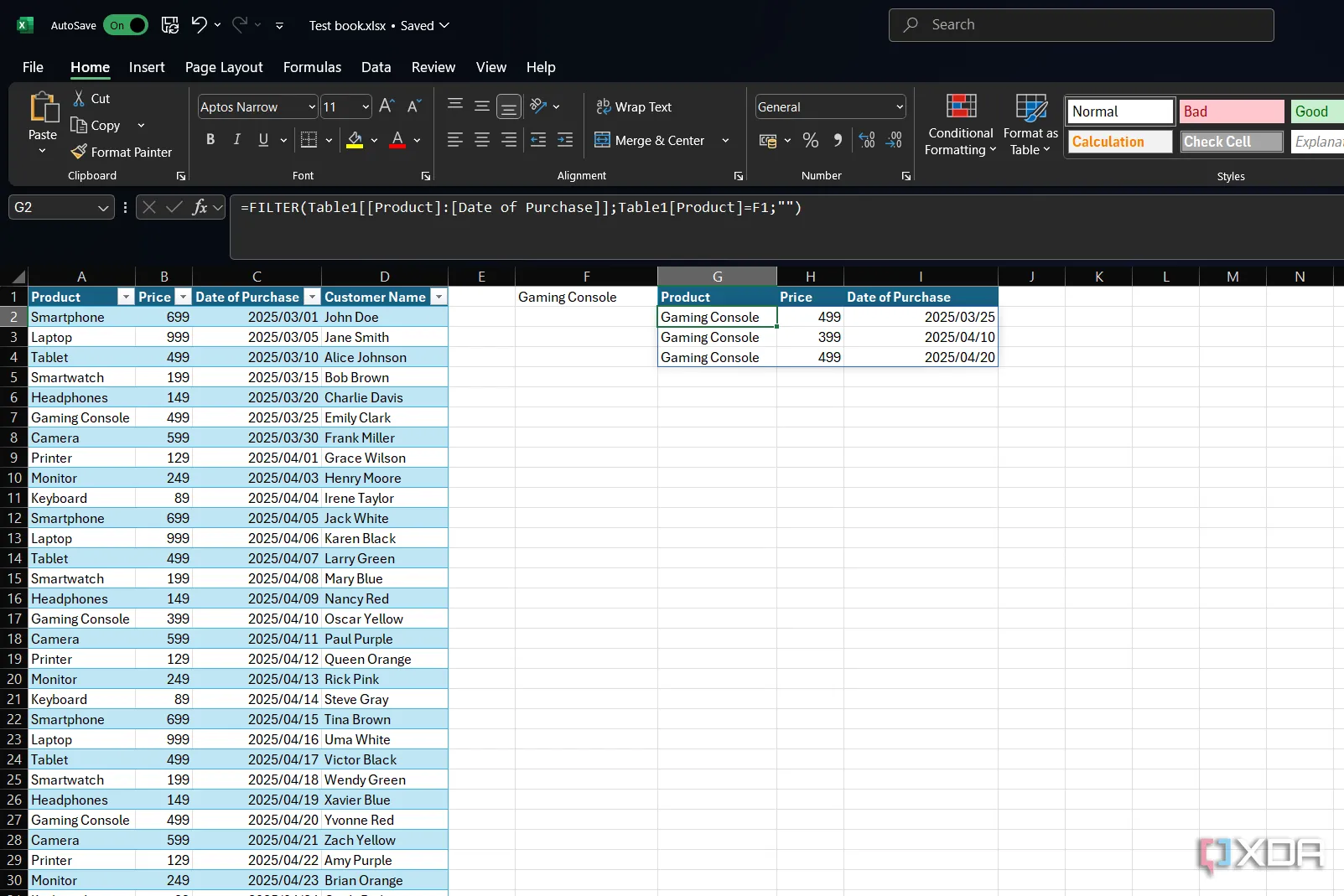 Ứng dụng hàm FILTER trong Excel để tạo bảng dữ liệu mới theo tiêu chí lọc