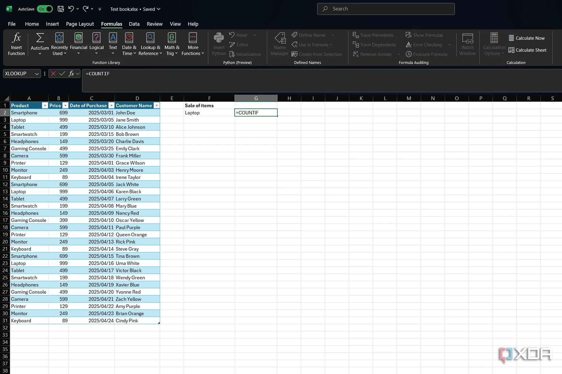 Ví dụ sử dụng hàm COUNTIF trong ô Excel để thống kê dữ liệu