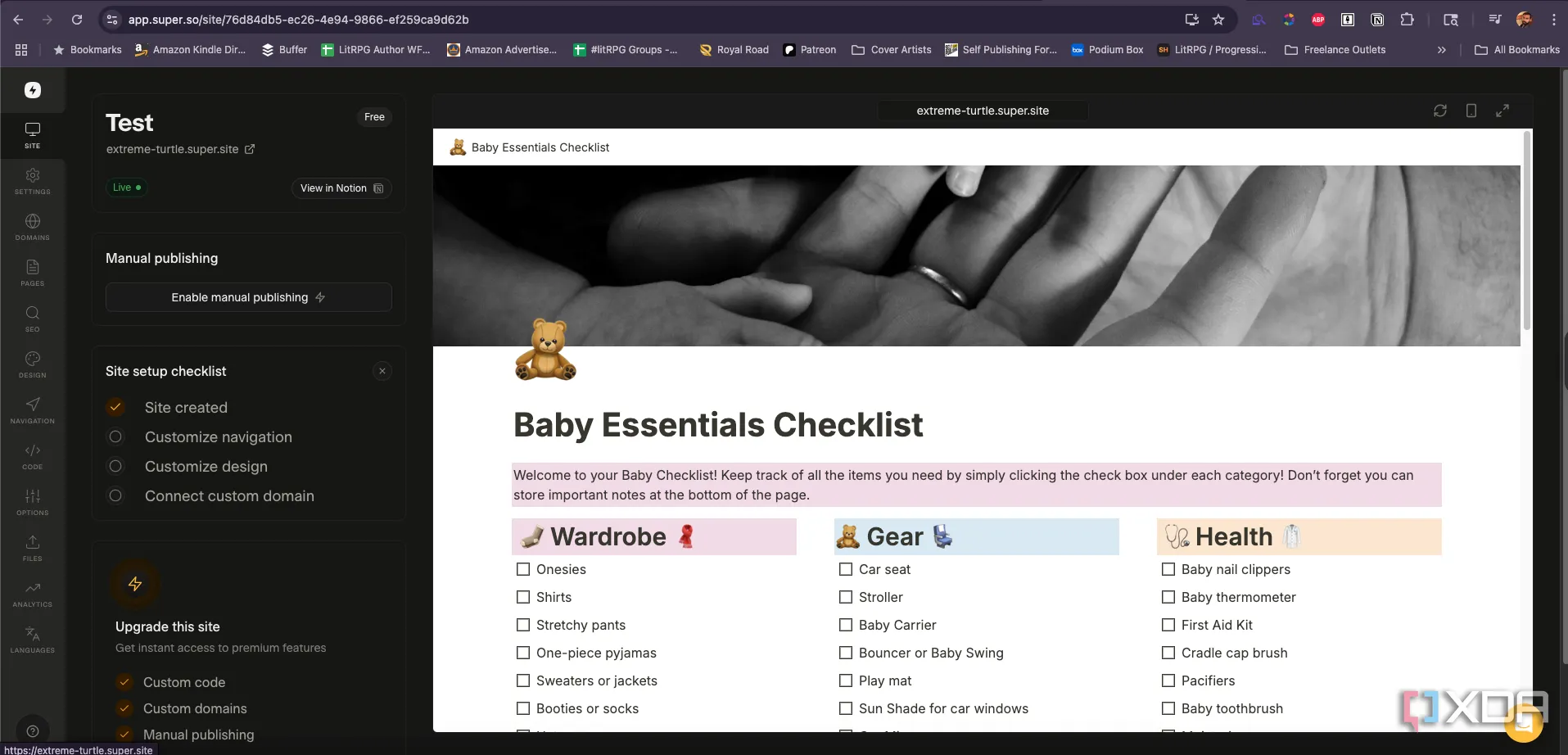 Ví dụ về trang web được xây dựng từ Notion bằng công cụ Super.so