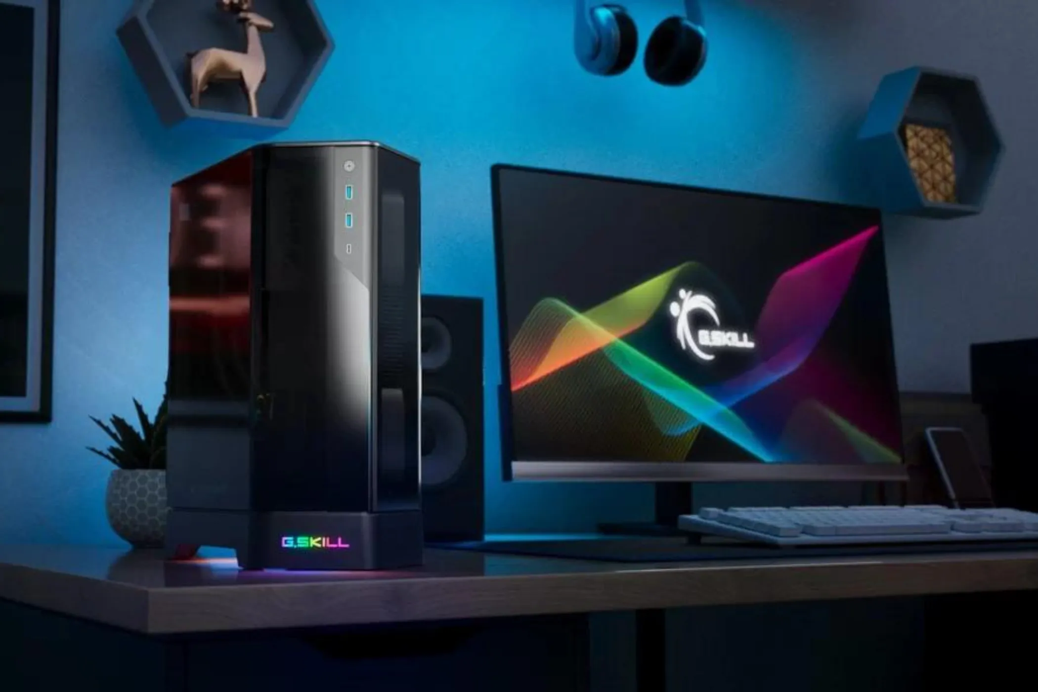 Vỏ case máy tính G.Skill Z5i với thiết kế độc đáo, lấy cảm hứng cho việc tùy biến mặt bên LCD.