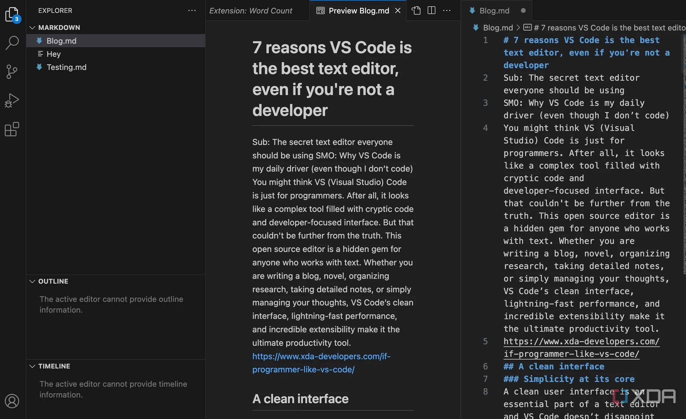 VS Code hiển thị chế độ chia màn hình (split view) để làm việc đa nhiệm hoặc so sánh tài liệu
