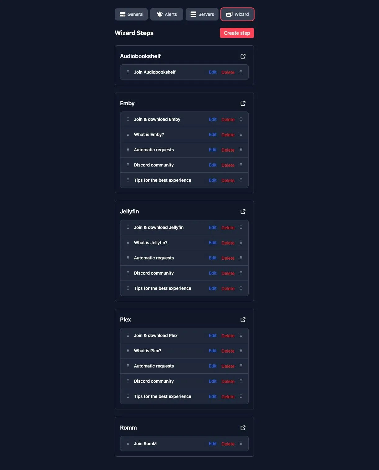 Wizarr cho phép tạo các bước hướng dẫn onboarding tùy chỉnh cho người dùng Plex và Jellyfin bằng Markdown
