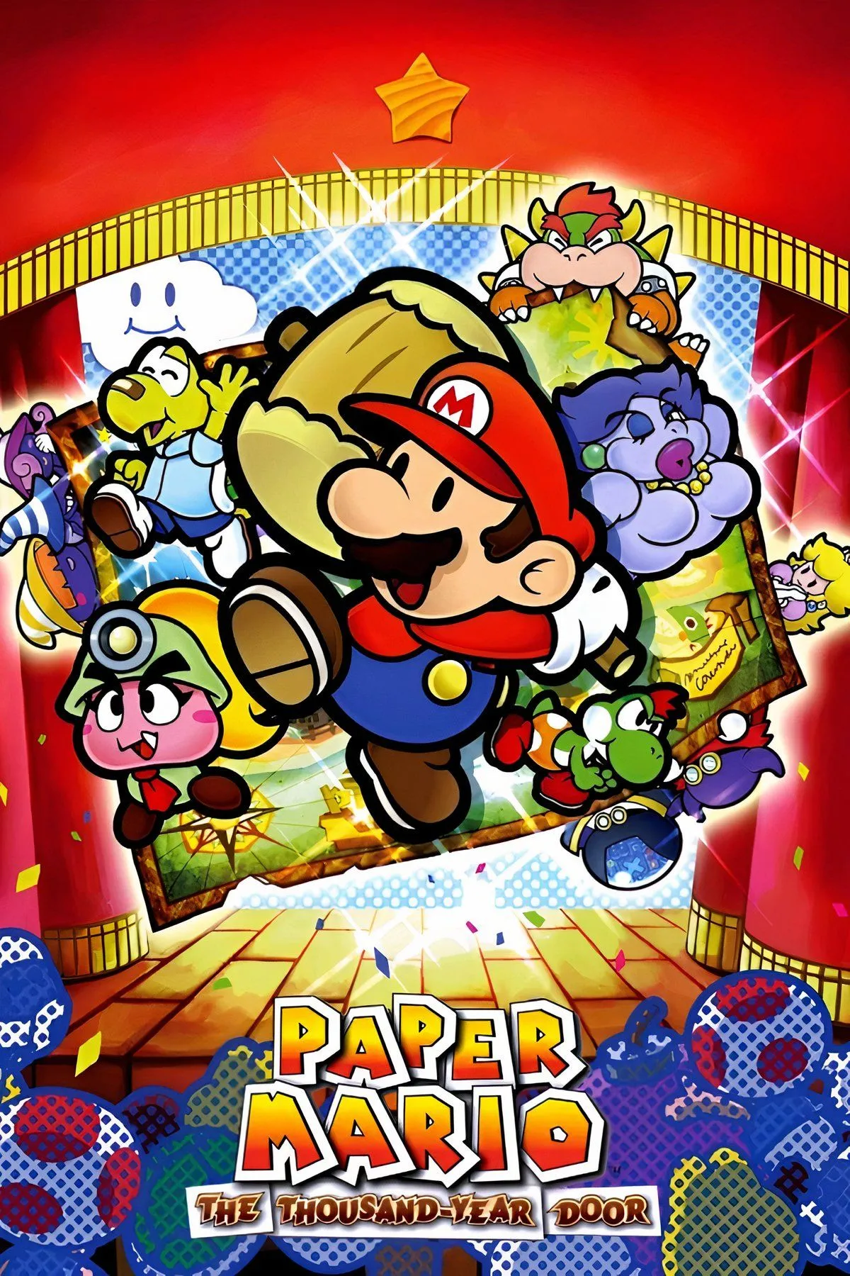 Yoshi đồng hành cùng Paper Mario trong cuộc phiêu lưu, thể hiện lối chơi RPG của The Thousand-Year Door