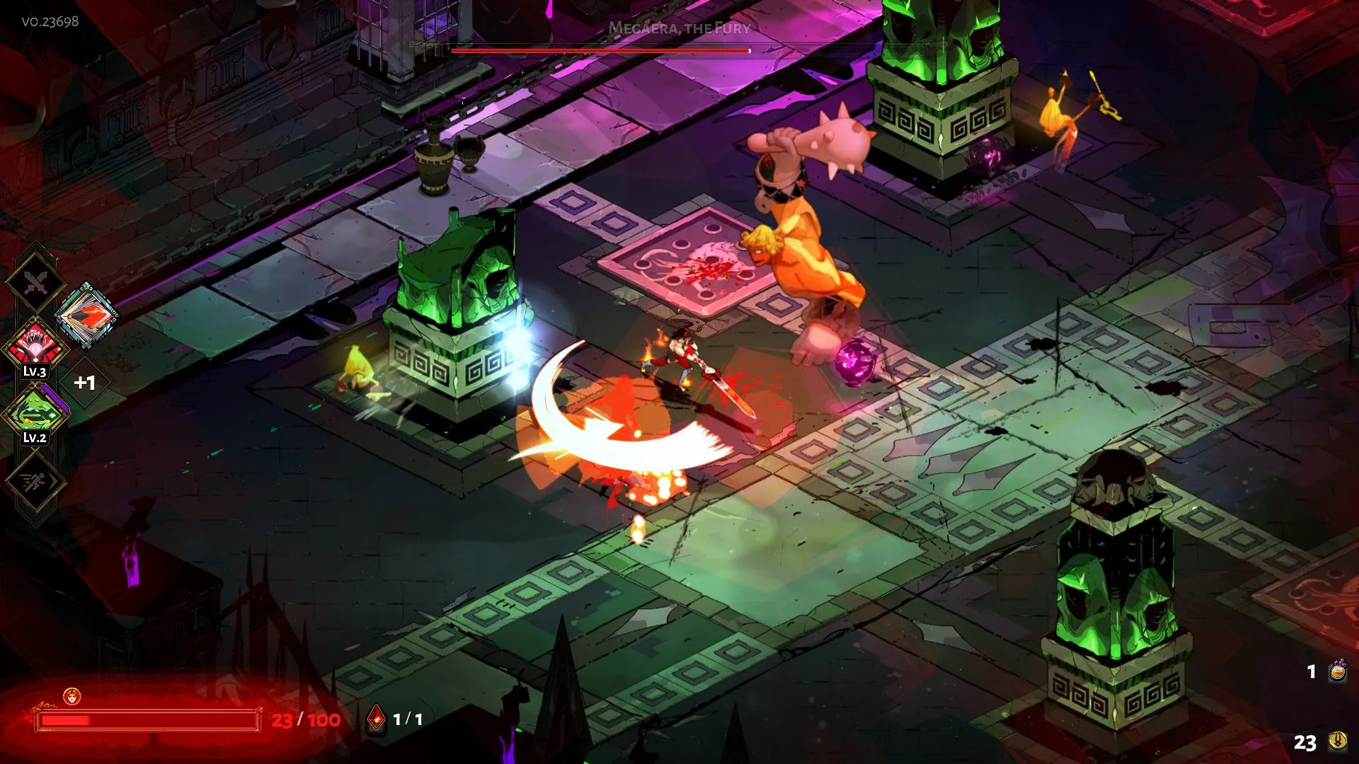 Zagreus chiến đấu trong game roguelike Hades với đồ họa đẹp mắt